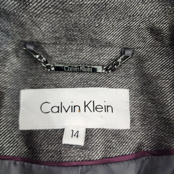 Calvin Klein Womens Blazer Jacket Size 14 1 Button Gray Lined Polyester Rayon - Picture 8 of 12